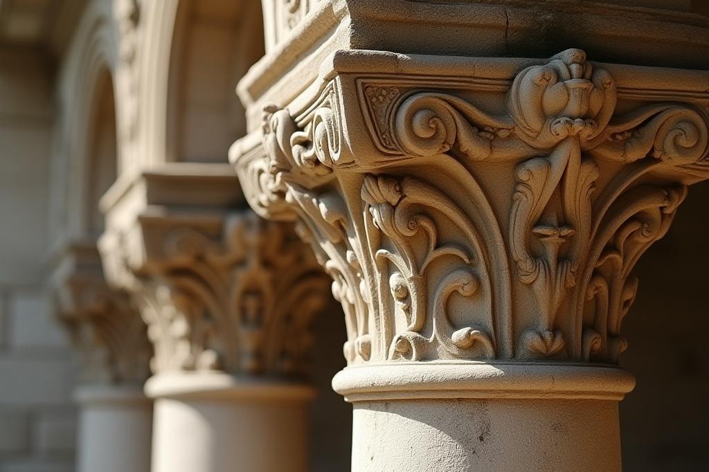 Dettaglio architettonico di un edificio romano che riflette precisione